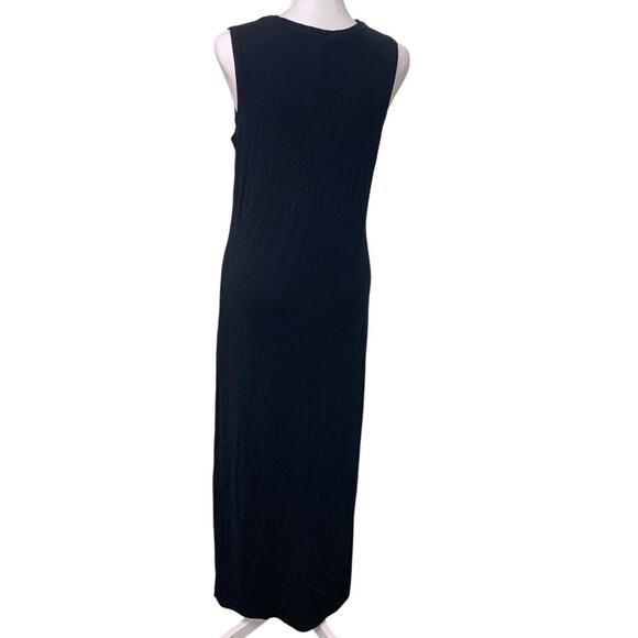 GAP Womens Medium Long Black Straight PolyRayon Sleeveless V Neck Maxi Dress - Picture 4 of 6